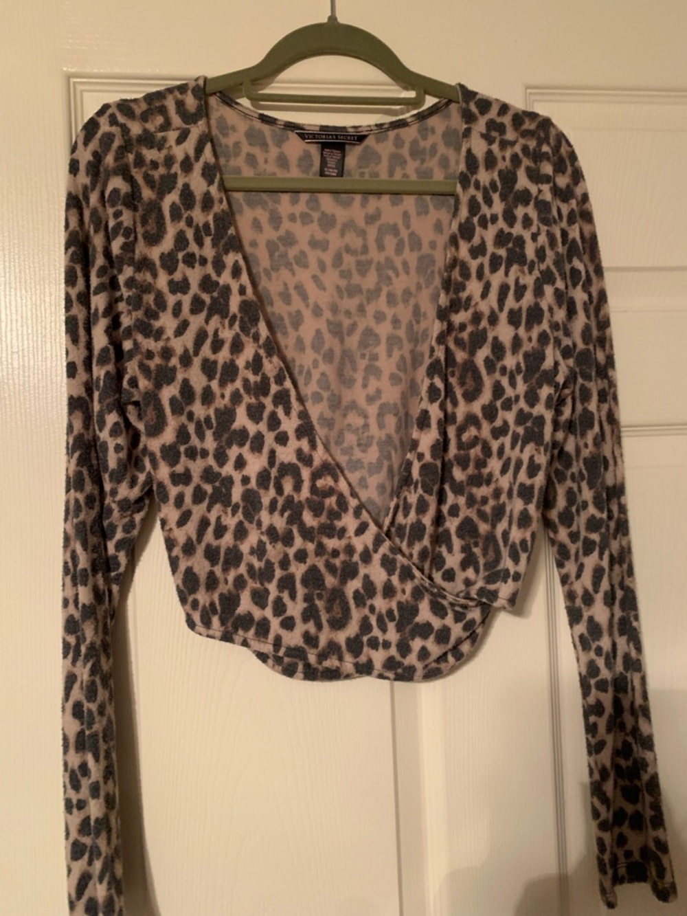 Victoria's Secret Taupe and Black Leopard Wrap-Front Crop Top
